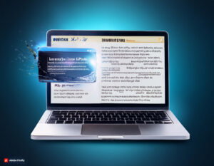 advertisement in a laptop with text