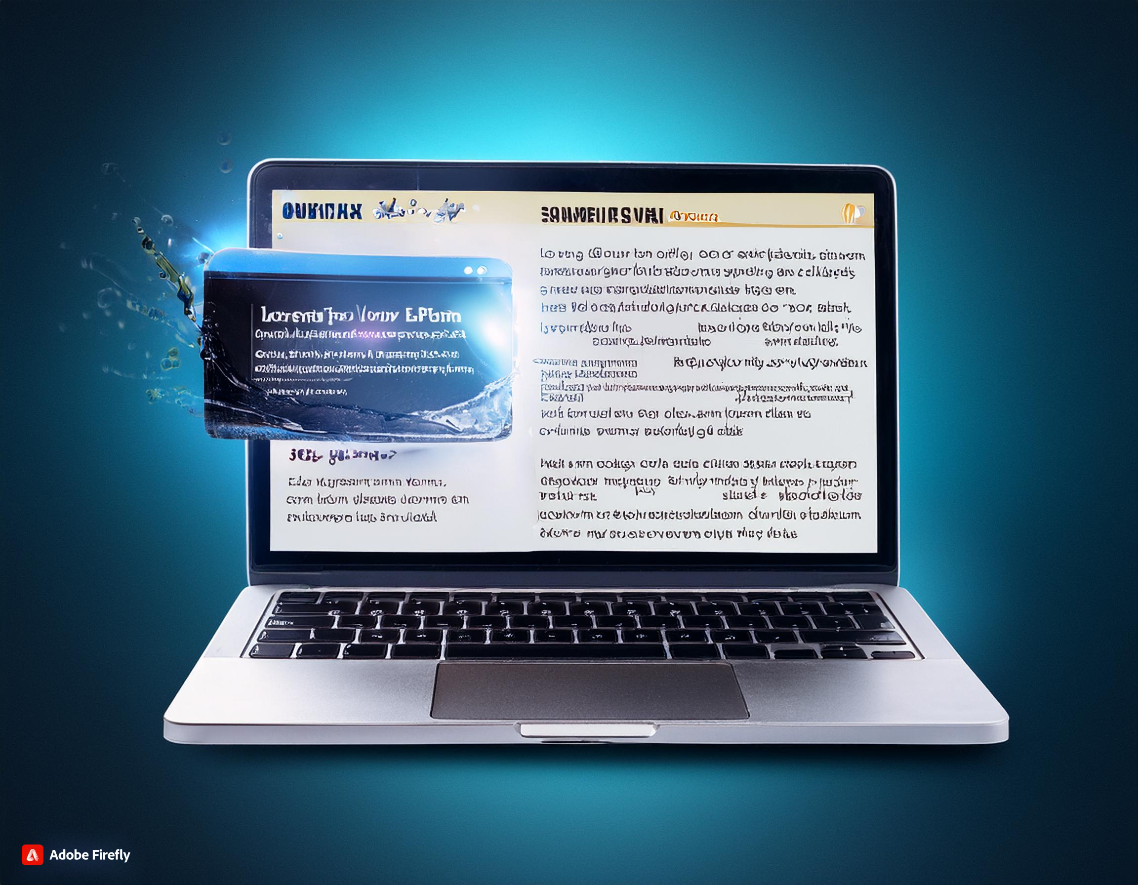 advertisement in a laptop with text