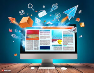 web popping out of computer display screen