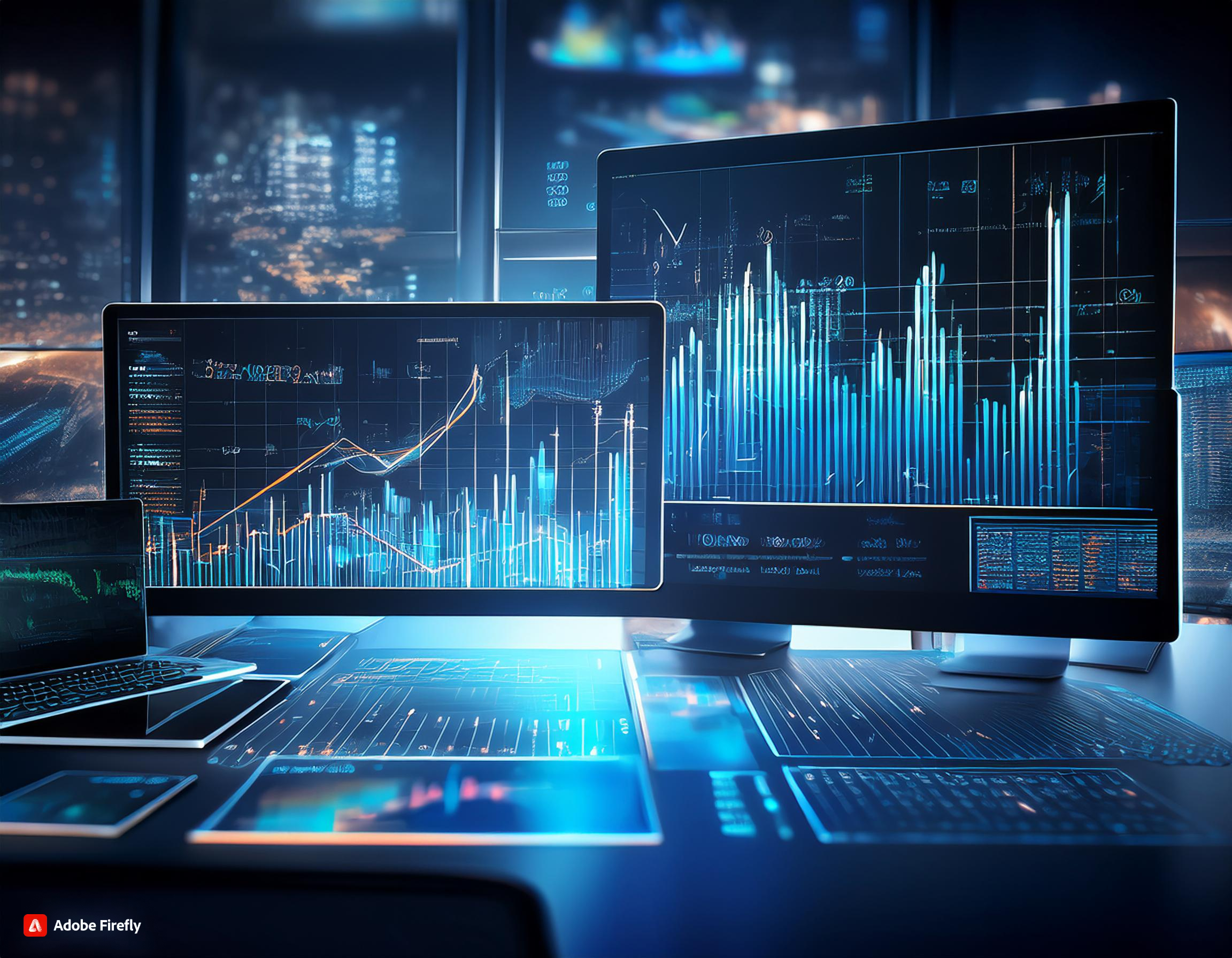 photo of digital diagram in computer screens