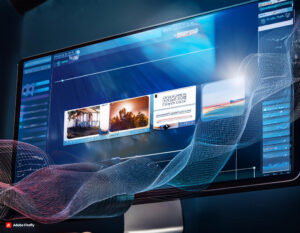 hyper realistic photo of website heading in a computer screen