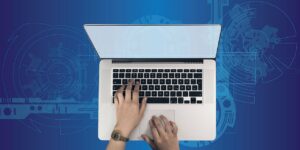 laptop, typing, technology