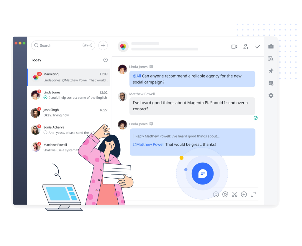 fitur chat pada lark suite