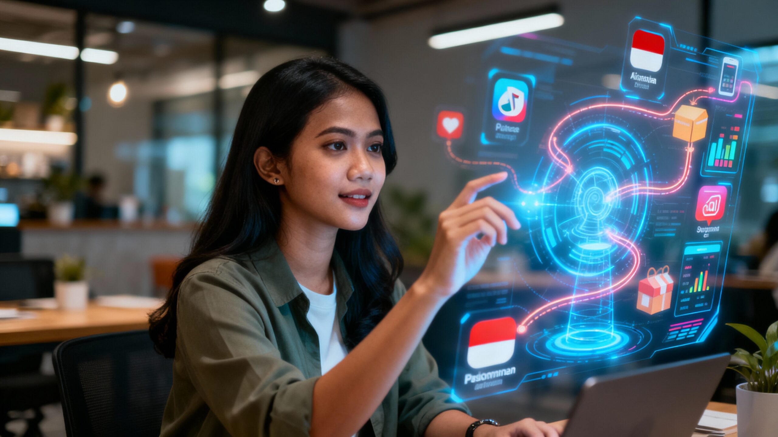 Ilustrasi Social commerce CRM AI Indonesia 2025