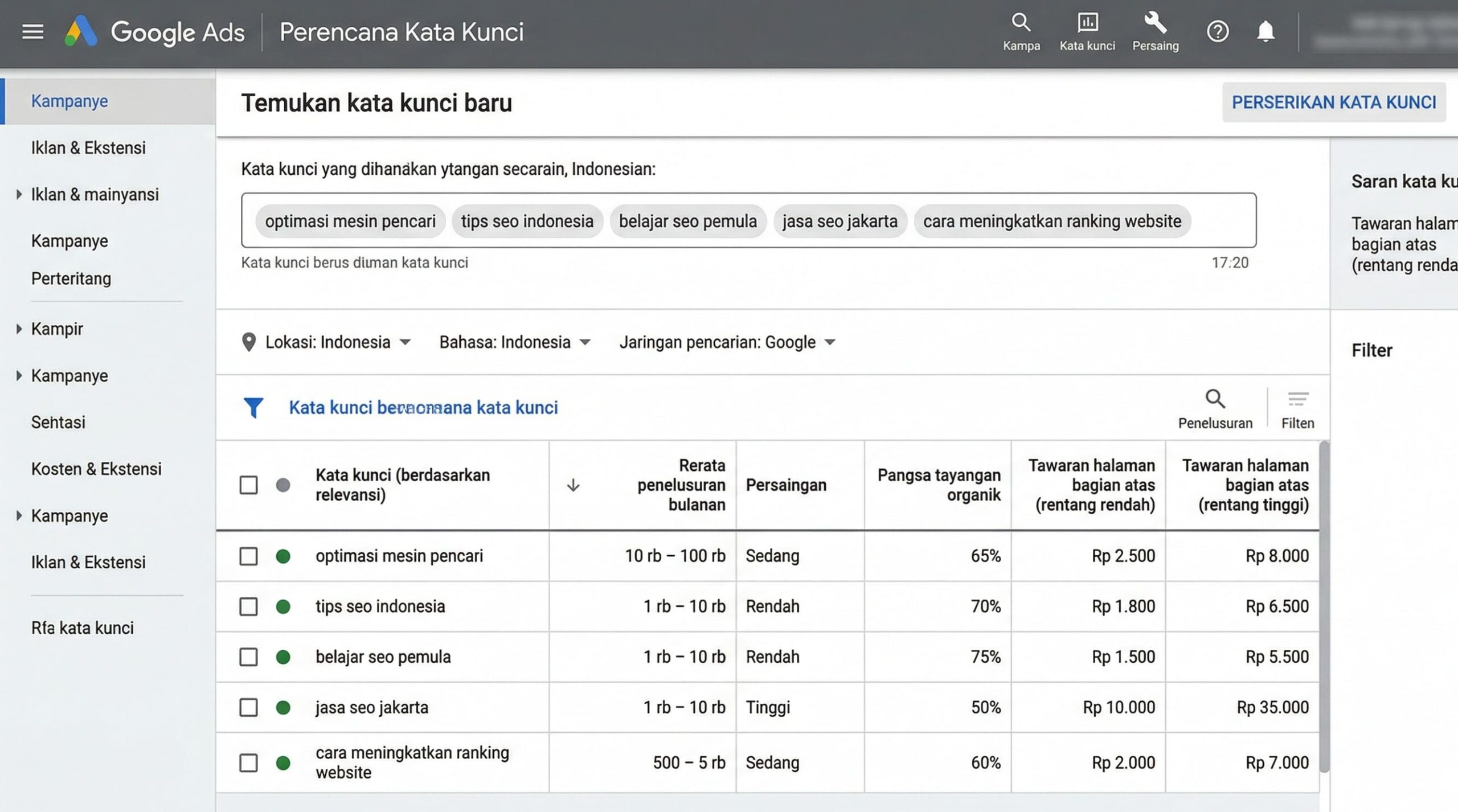 google keyword